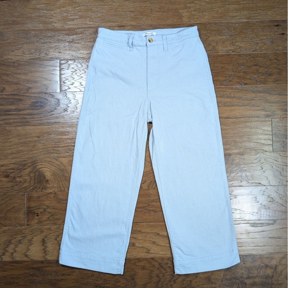 Madewell Emmett Wide Leg High Waisted Crop Lt Blue Confetti‎ Jeans Women's SZ 28